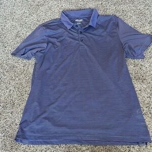 Kirkland Men’s Activewear Short Sleeve Polo in Red and Blue Stripe- looks Purple